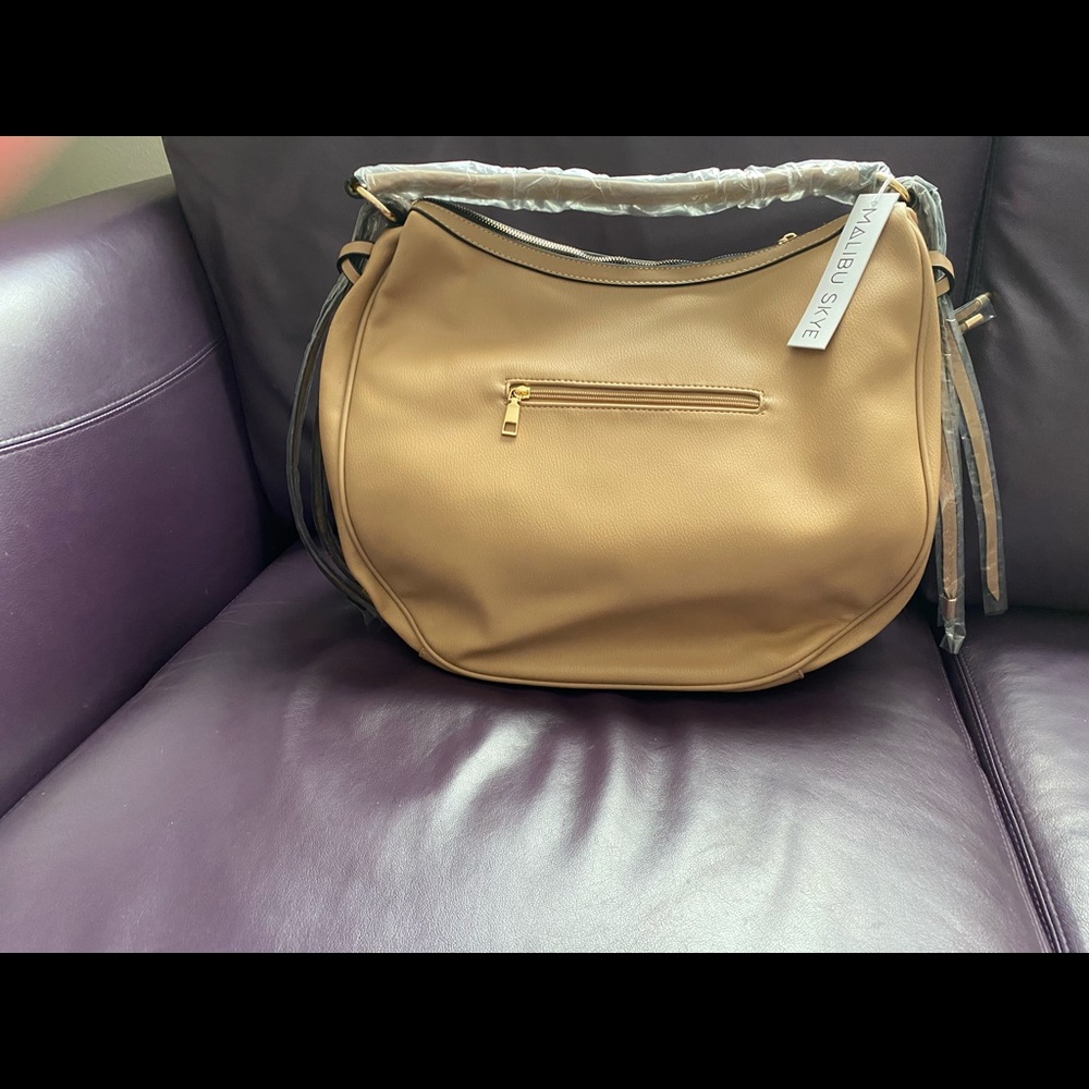 Malibu Sky vegan leather large shoulder bag.